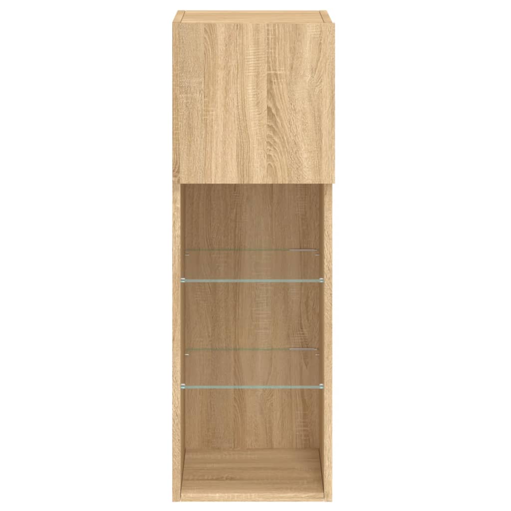 Tv-meubel met LED-verlichting 30,5x30x90 cm sonoma eikenkleurig is nu te koop bij PeponiXL, paradijselijk wonen!