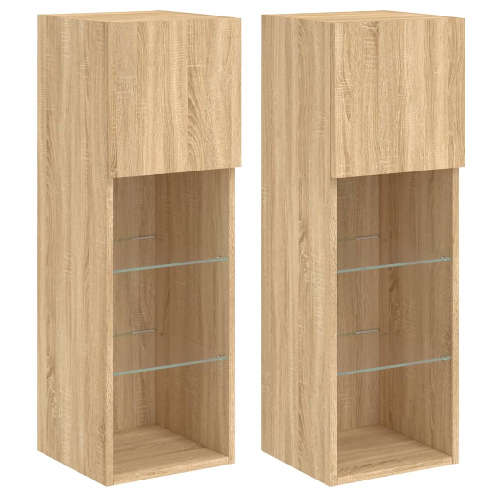 Tv-meubels met LED-verlichting 2 st 30,5x30x90 cm sonoma eiken is nu te koop bij PeponiXL, paradijselijk wonen!