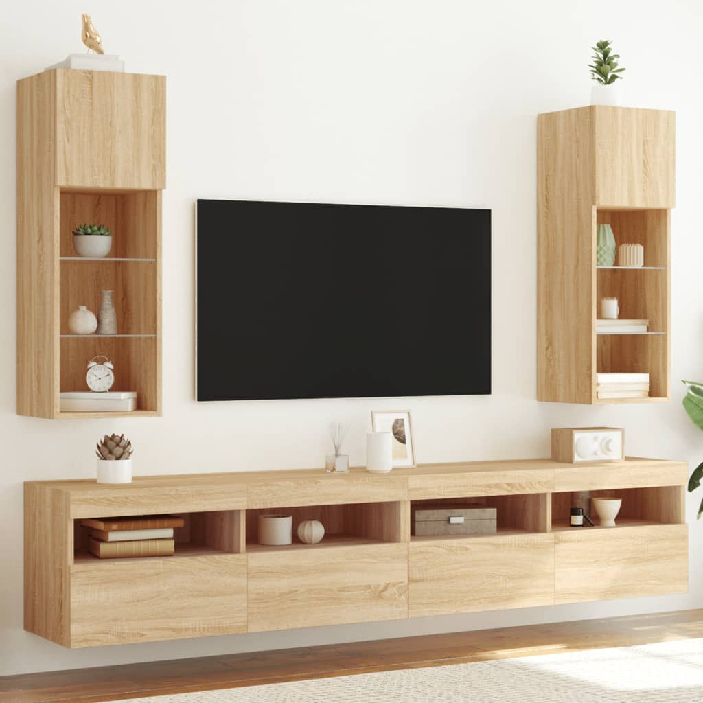 Tv-meubels met LED-verlichting 2 st 30,5x30x90 cm sonoma eiken is nu te koop bij PeponiXL, paradijselijk wonen!