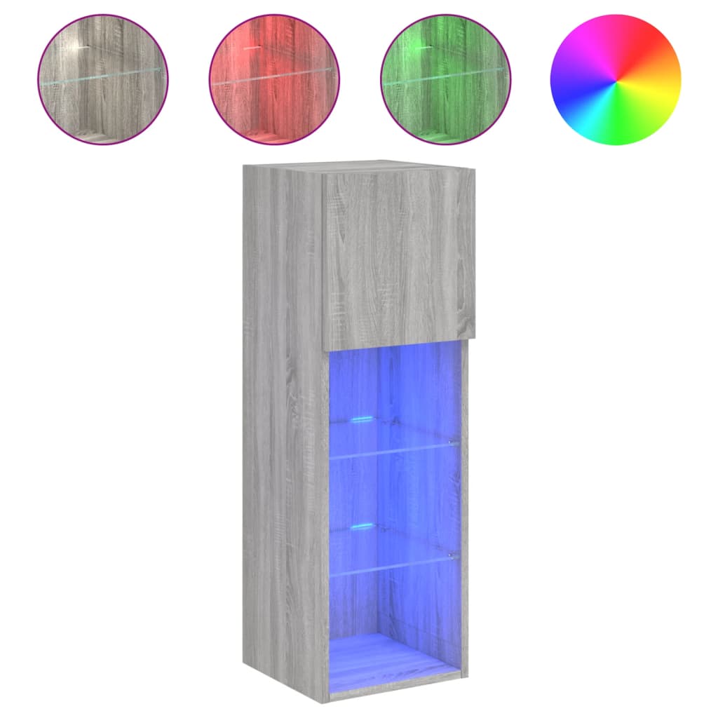 Tv-meubel met LED-verlichting 30,5x30x90 cm grijs sonoma eiken is nu te koop bij PeponiXL, paradijselijk wonen!