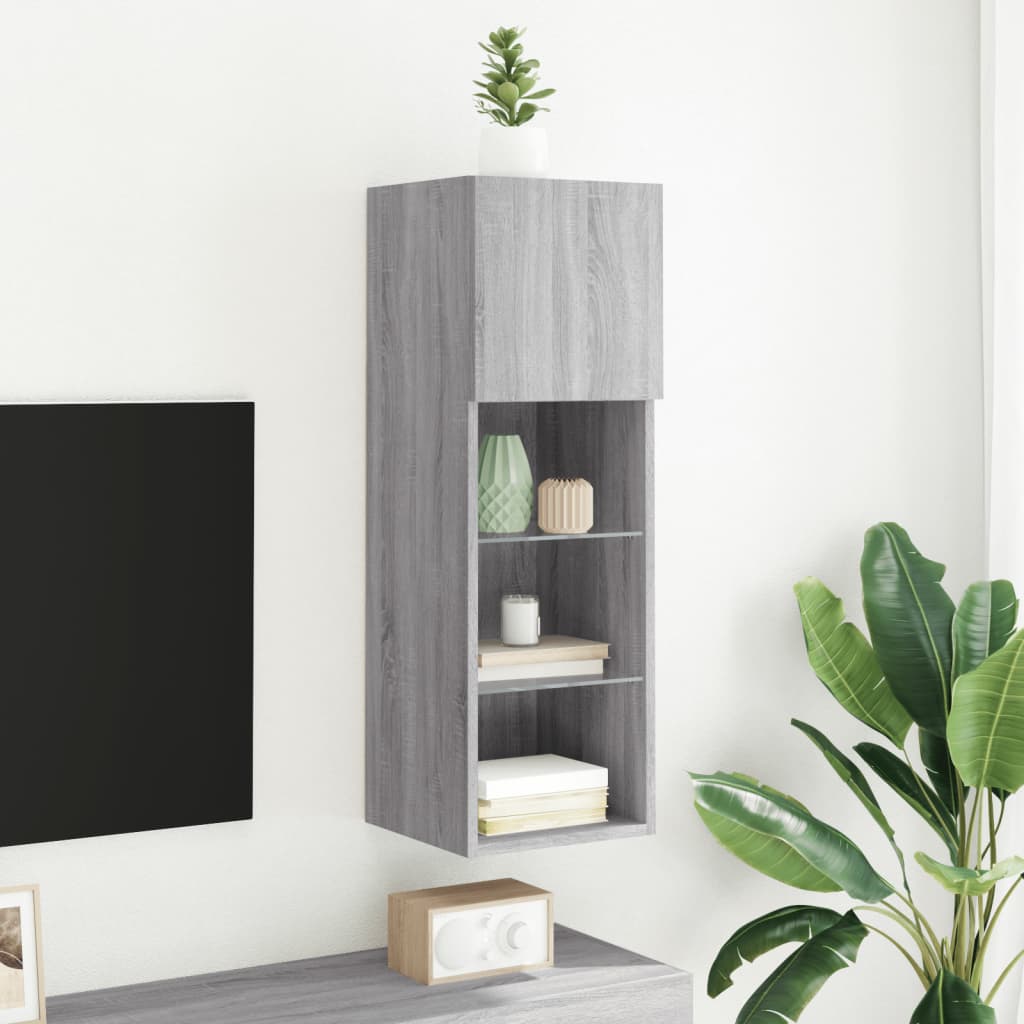 Tv-meubel met LED-verlichting 30,5x30x90 cm grijs sonoma eiken is nu te koop bij PeponiXL, paradijselijk wonen!