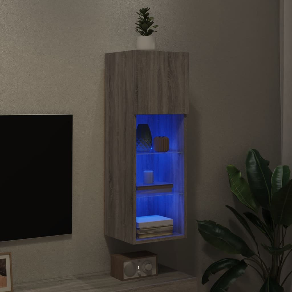 Tv-meubel met LED-verlichting 30,5x30x90 cm grijs sonoma eiken is nu te koop bij PeponiXL, paradijselijk wonen!