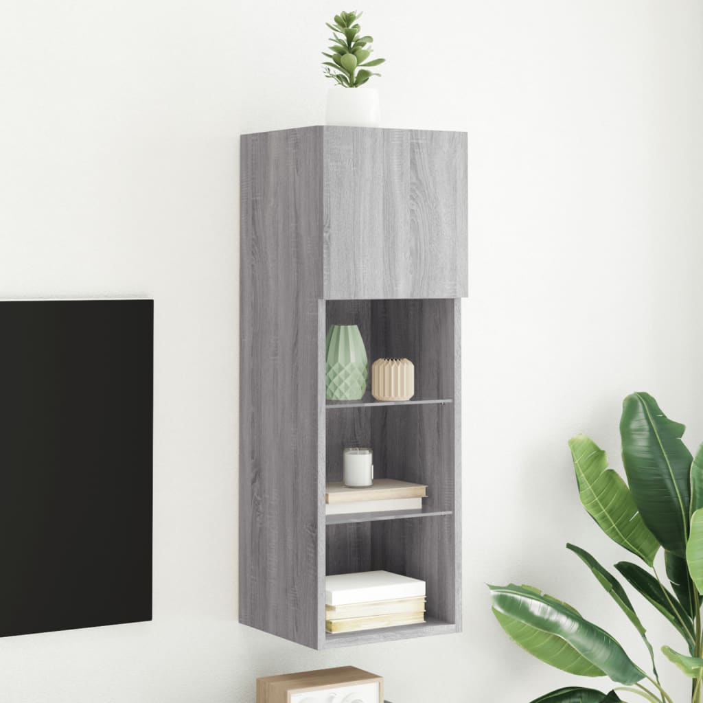 Tv-meubel met LED-verlichting 30,5x30x90 cm grijs sonoma eiken is nu te koop bij PeponiXL, paradijselijk wonen!
