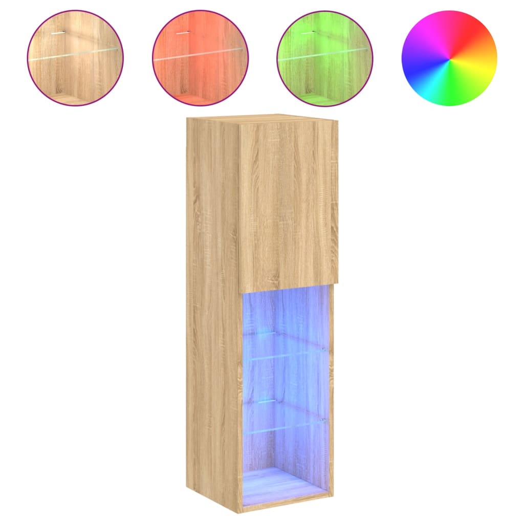 Tv-meubel met LED-verlichting 30,5x30x102 cm sonoma eikenkleur is nu te koop bij PeponiXL, paradijselijk wonen!