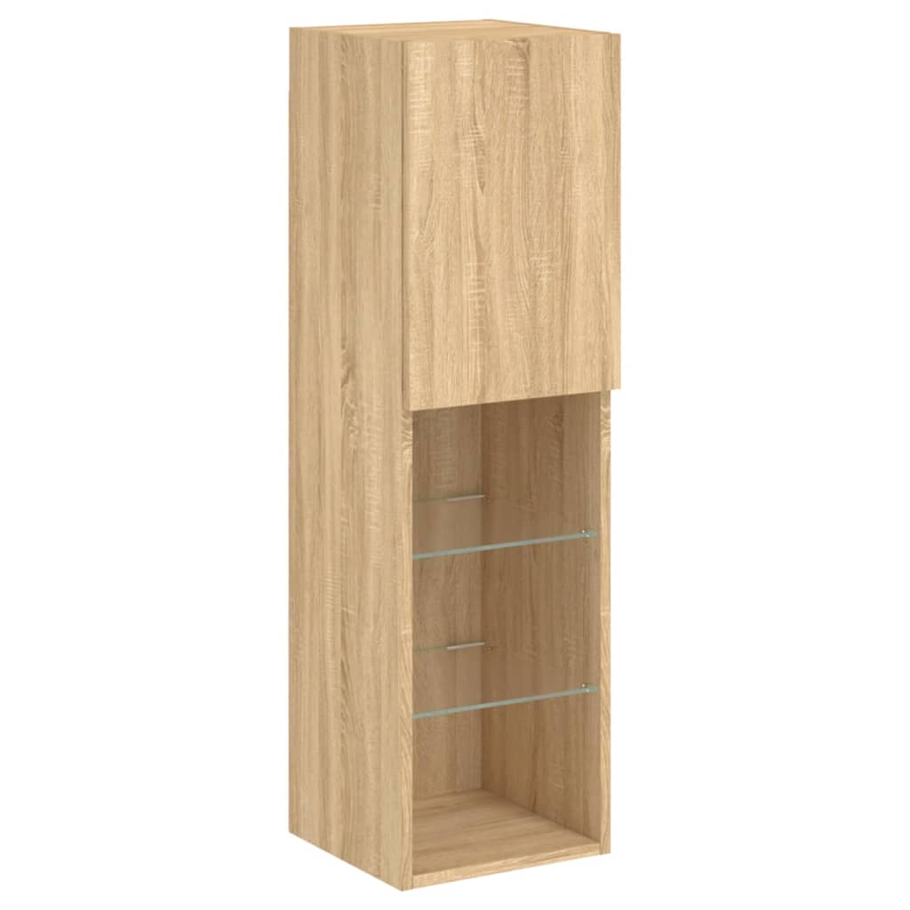 Tv-meubel met LED-verlichting 30,5x30x102 cm sonoma eikenkleur is nu te koop bij PeponiXL, paradijselijk wonen!