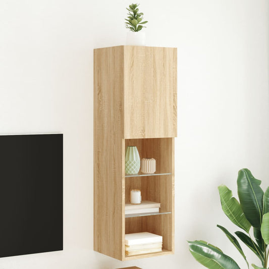 Tv-meubel met LED-verlichting 30,5x30x102 cm sonoma eikenkleur is nu te koop bij PeponiXL, paradijselijk wonen!