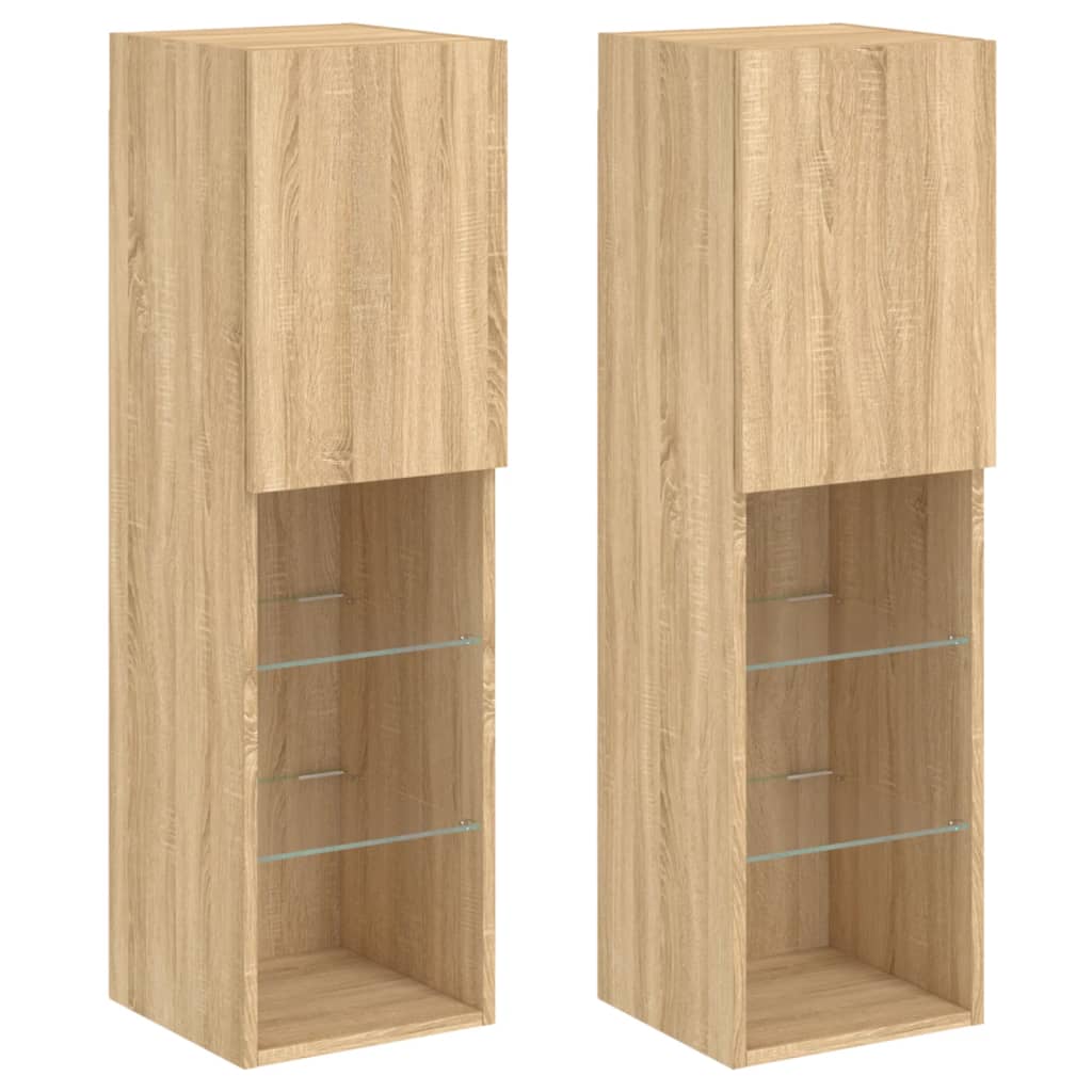 Tv-meubels met LED-verlichting 2 st 30,5x30x102 cm sonoma eiken is nu te koop bij PeponiXL, paradijselijk wonen!