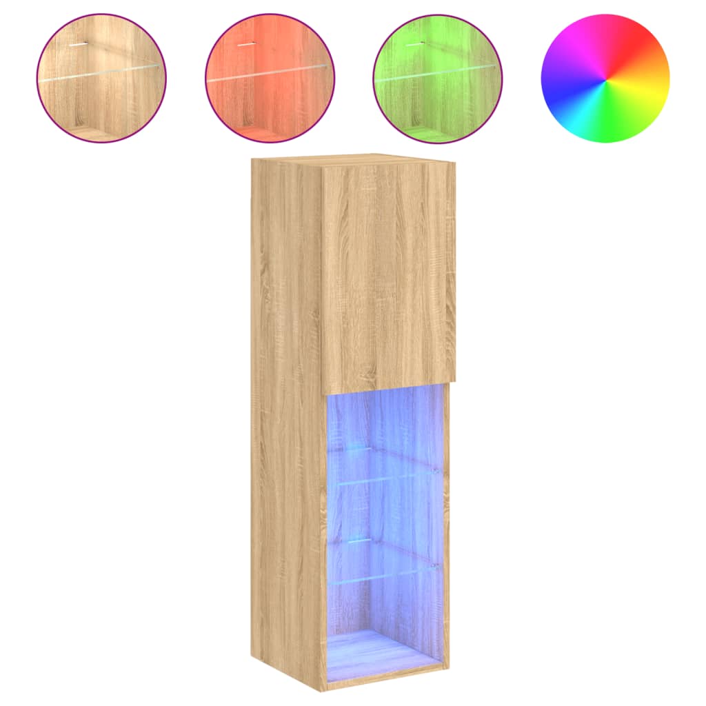Tv-meubels met LED-verlichting 2 st 30,5x30x102 cm sonoma eiken is nu te koop bij PeponiXL, paradijselijk wonen!