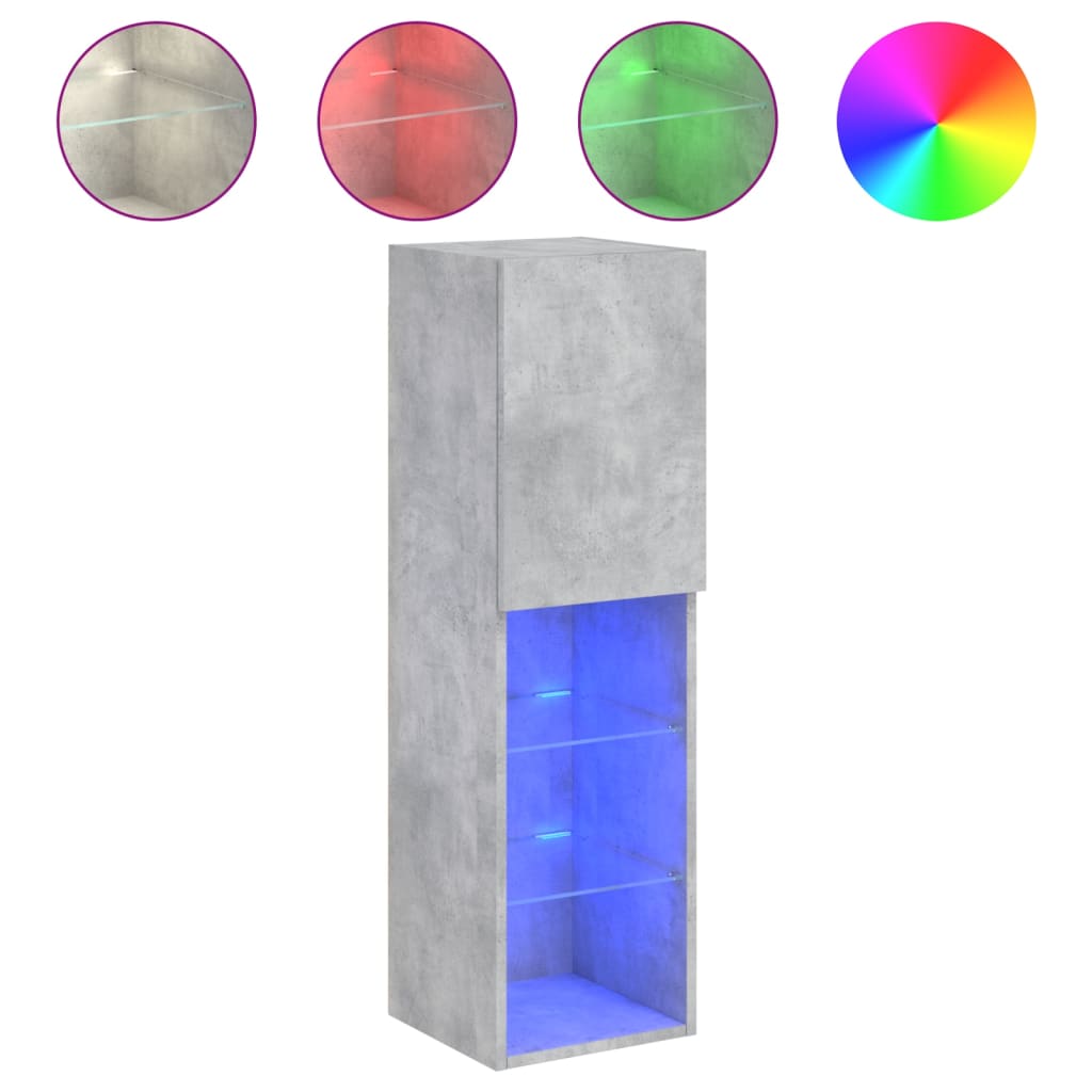 Tv-meubel met LED-verlichting 30,5x30x102 cm betongrijs is nu te koop bij PeponiXL, paradijselijk wonen!