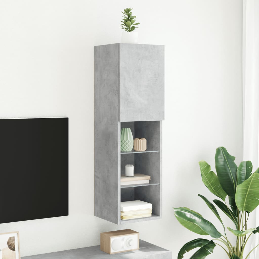Tv-meubel met LED-verlichting 30,5x30x102 cm betongrijs is nu te koop bij PeponiXL, paradijselijk wonen!