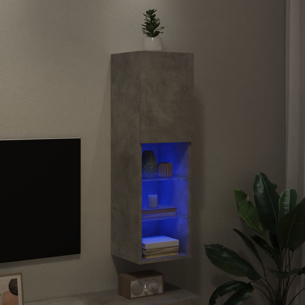 Tv-meubel met LED-verlichting 30,5x30x102 cm betongrijs is nu te koop bij PeponiXL, paradijselijk wonen!