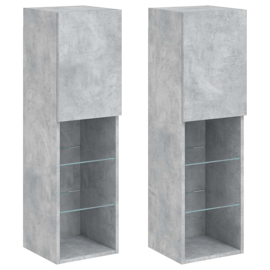 Tv-meubels met LED-verlichting 2 st 30,5x30x102 cm betongrijs is nu te koop bij PeponiXL, paradijselijk wonen!