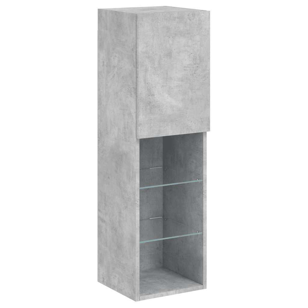 Tv-meubels met LED-verlichting 2 st 30,5x30x102 cm betongrijs is nu te koop bij PeponiXL, paradijselijk wonen!