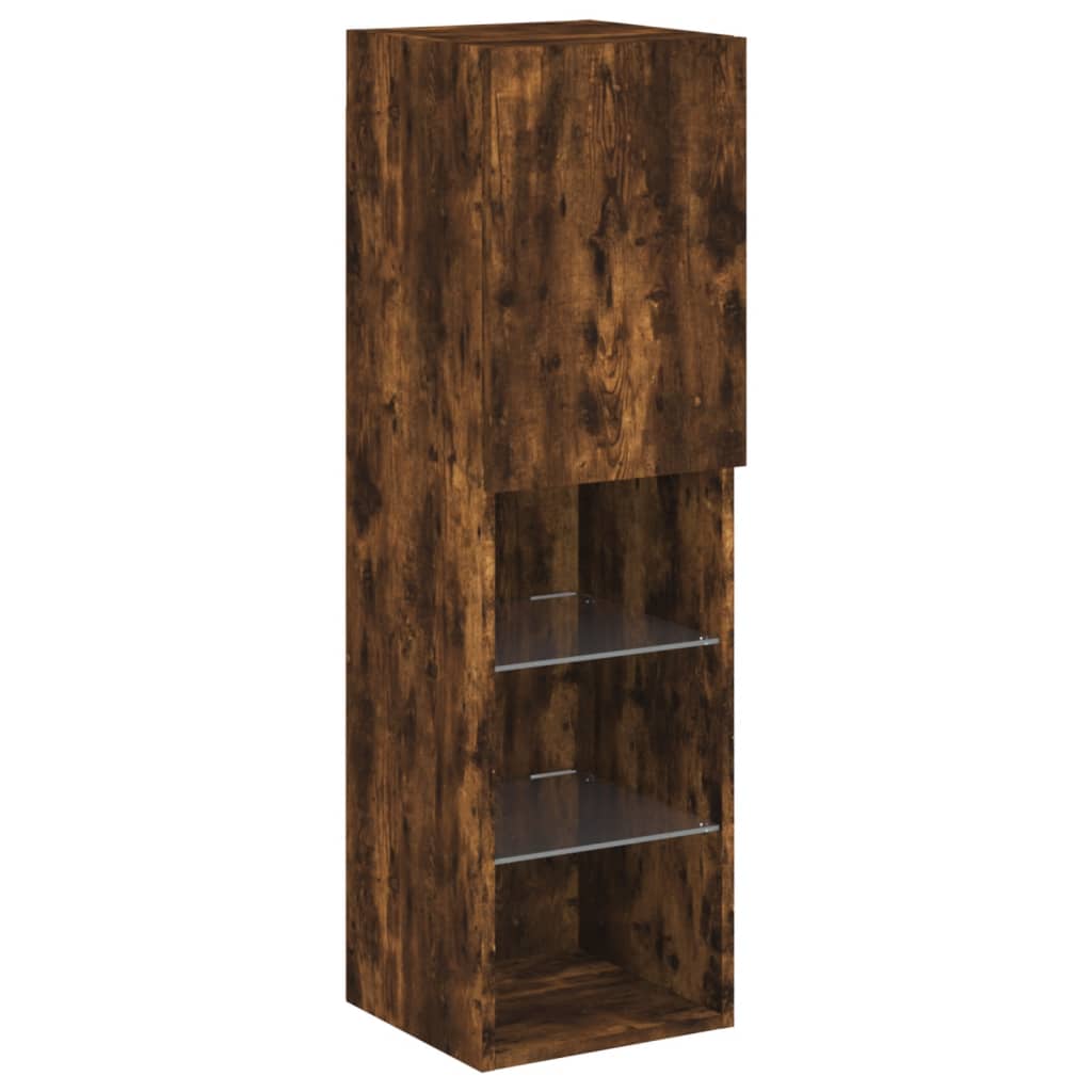 Tv-meubels LED-verlichting 2 st 30,5x30x102 cm gerookt eiken is nu te koop bij PeponiXL, paradijselijk wonen!