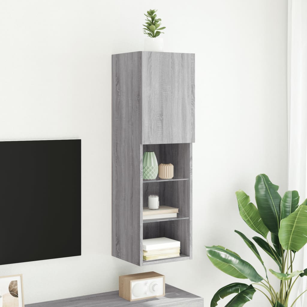 Tv-meubel met LED-verlichting 30,5x30x102 cm grijs sonoma eiken is nu te koop bij PeponiXL, paradijselijk wonen!