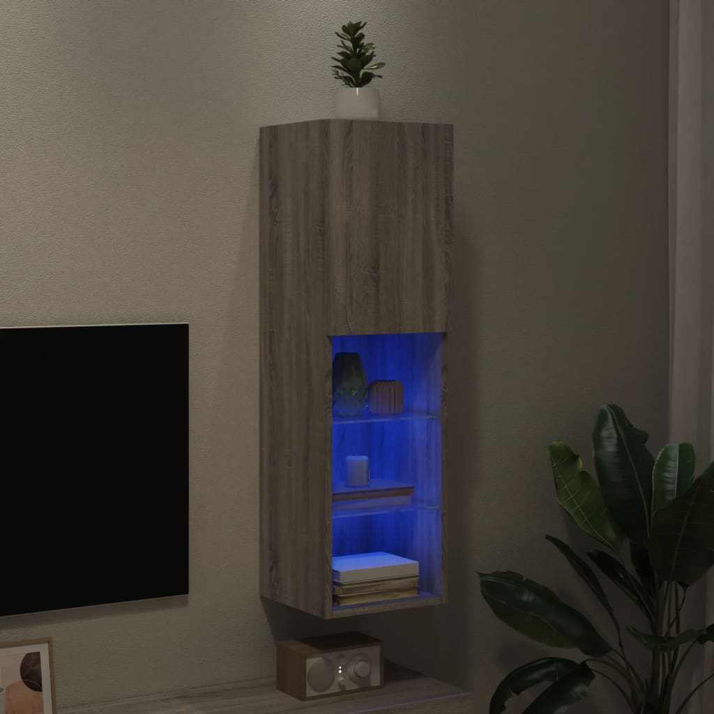 Tv-meubel met LED-verlichting 30,5x30x102 cm grijs sonoma eiken is nu te koop bij PeponiXL, paradijselijk wonen!