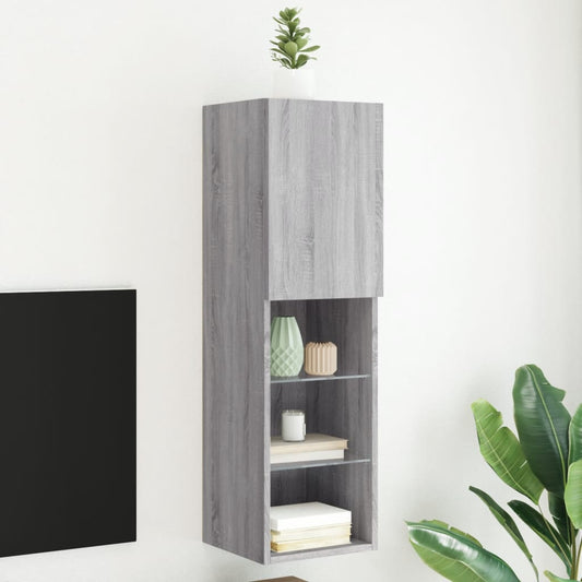 Tv-meubel met LED-verlichting 30,5x30x102 cm grijs sonoma eiken is nu te koop bij PeponiXL, paradijselijk wonen!