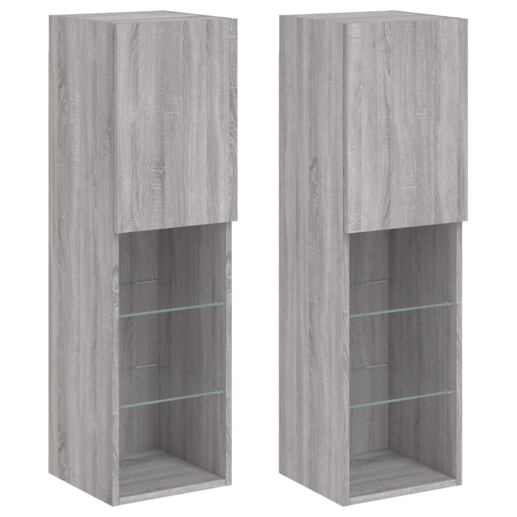 Tv-meubels met LED-verlichting 2 st 30,5x30x102 cm grijs sonoma is nu te koop bij PeponiXL, paradijselijk wonen!