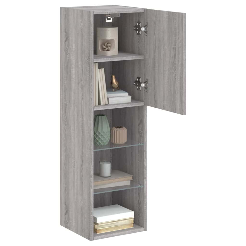 Tv-meubels met LED-verlichting 2 st 30,5x30x102 cm grijs sonoma is nu te koop bij PeponiXL, paradijselijk wonen!