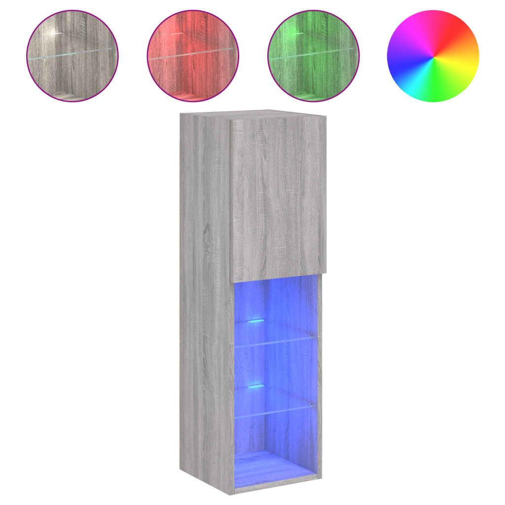 Tv-meubels met LED-verlichting 2 st 30,5x30x102 cm grijs sonoma is nu te koop bij PeponiXL, paradijselijk wonen!