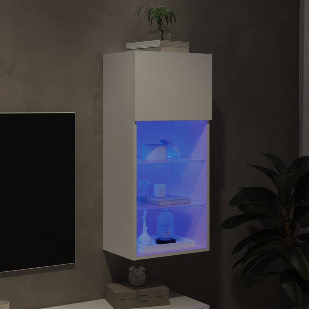 Tv-meubel met LED-verlichting 40,5x30x90 cm wit is nu te koop bij PeponiXL, paradijselijk wonen!