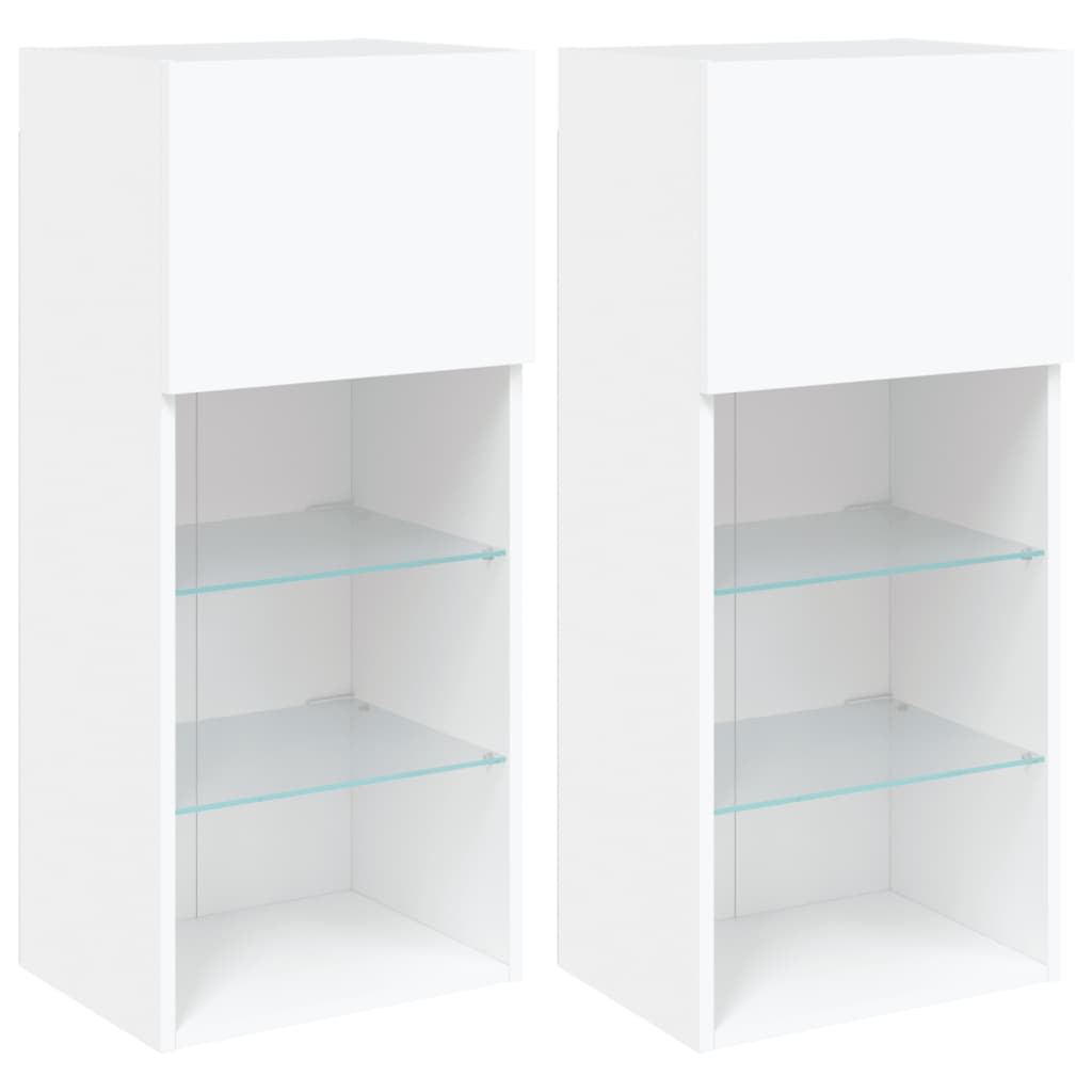 Tv-meubels met LED-verlichting 2 st 40,5x30x90 cm wit is nu te koop bij PeponiXL, paradijselijk wonen!