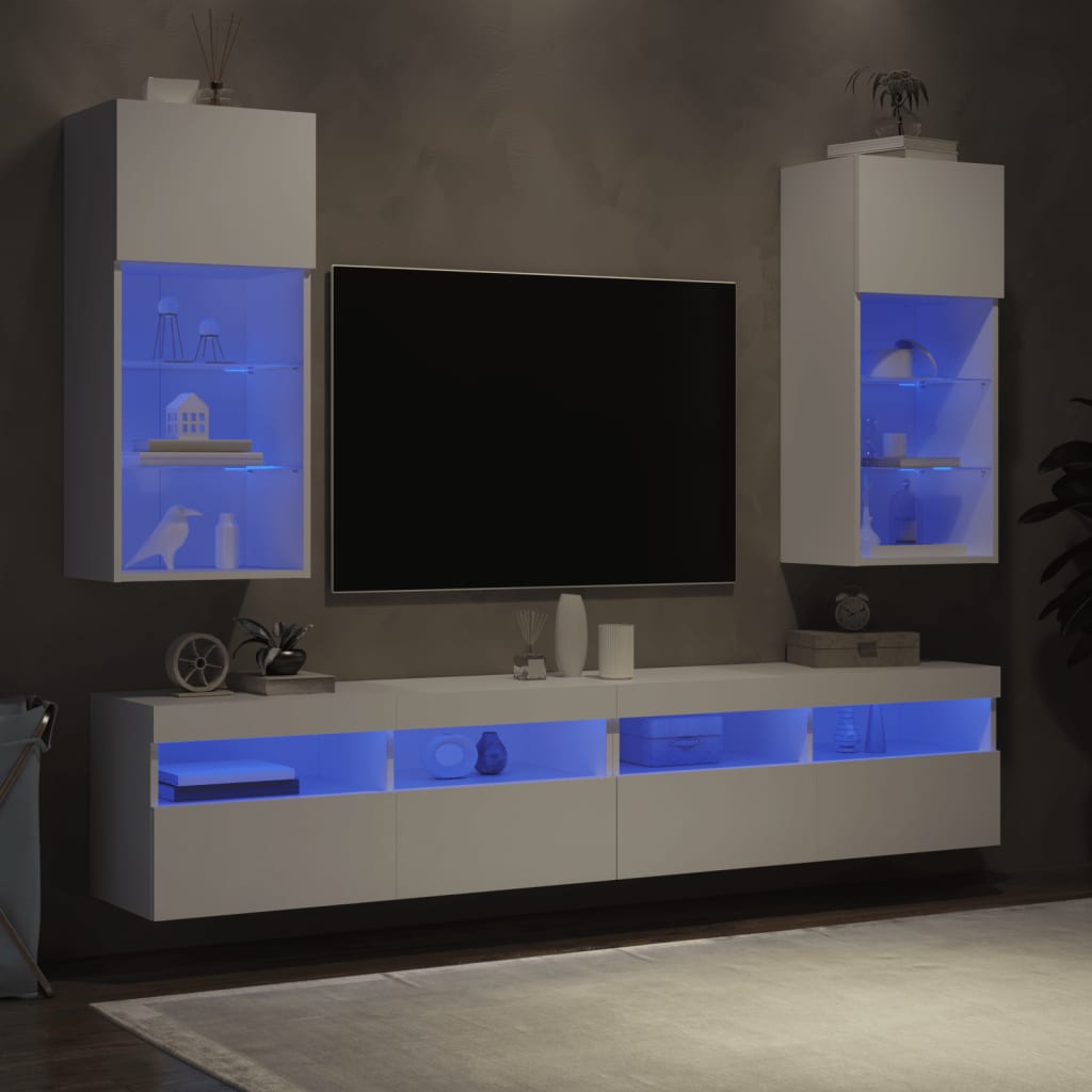 Tv-meubels met LED-verlichting 2 st 40,5x30x90 cm wit is nu te koop bij PeponiXL, paradijselijk wonen!