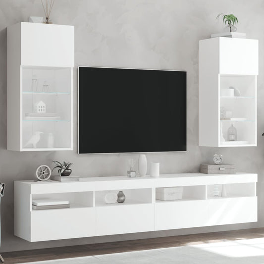 Tv-meubels met LED-verlichting 2 st 40,5x30x90 cm wit is nu te koop bij PeponiXL, paradijselijk wonen!