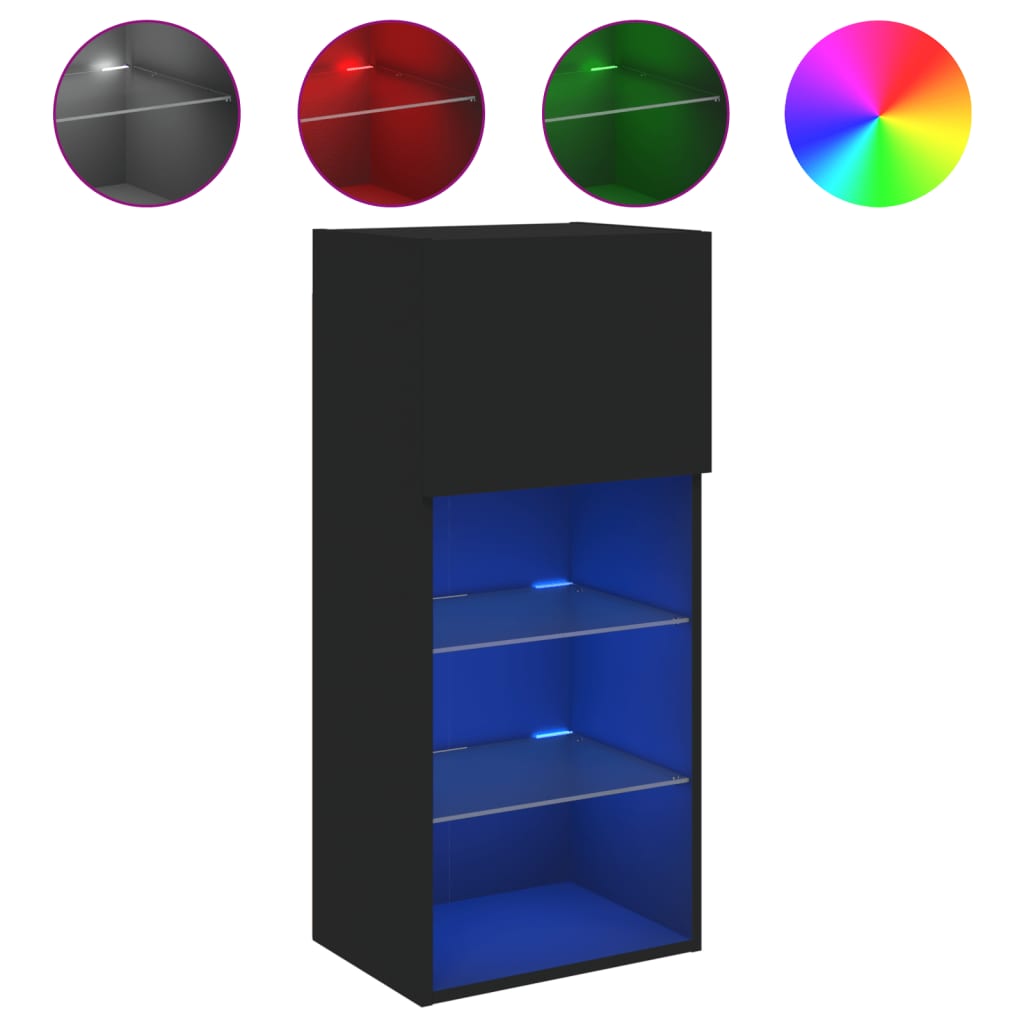 Tv-meubel met LED-verlichting 40,5x30x90 cm zwart is nu te koop bij PeponiXL, paradijselijk wonen!
