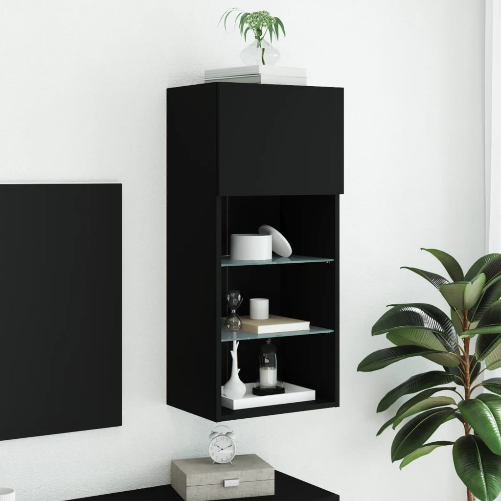 Tv-meubel met LED-verlichting 40,5x30x90 cm zwart is nu te koop bij PeponiXL, paradijselijk wonen!