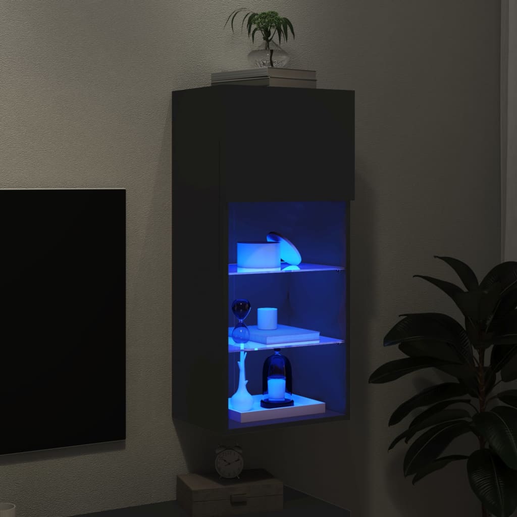 Tv-meubel met LED-verlichting 40,5x30x90 cm zwart is nu te koop bij PeponiXL, paradijselijk wonen!