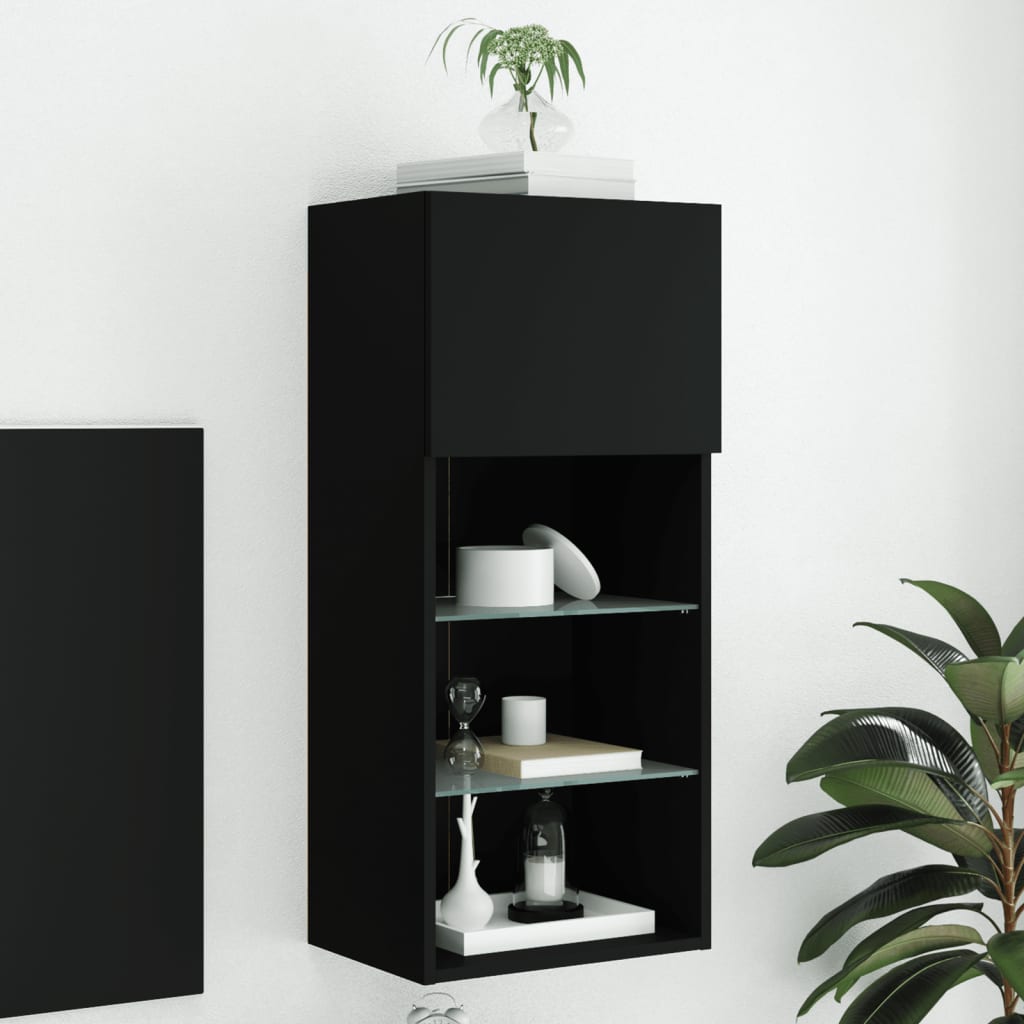Tv-meubel met LED-verlichting 40,5x30x90 cm zwart is nu te koop bij PeponiXL, paradijselijk wonen!