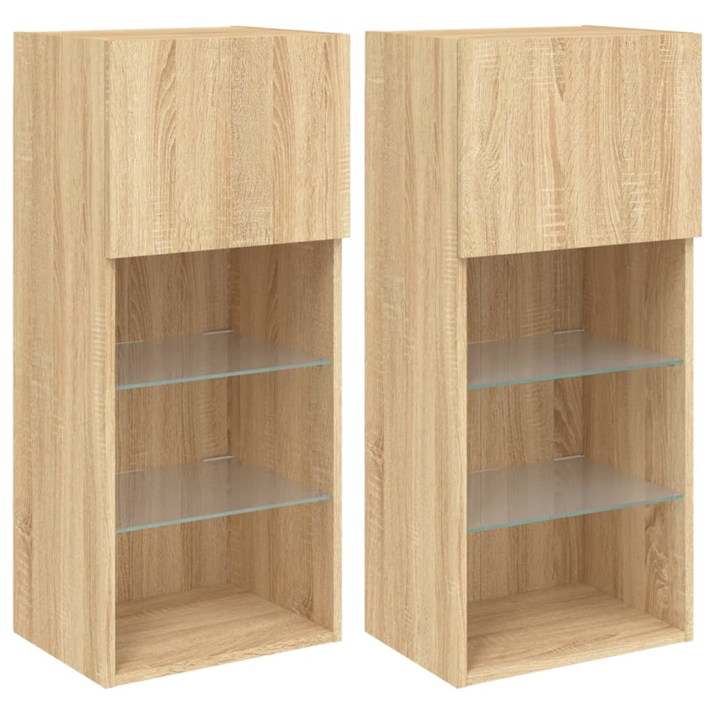 Tv-meubels met LED-verlichting 2 st 40,5x30x90 cm sonoma eiken is nu te koop bij PeponiXL, paradijselijk wonen!