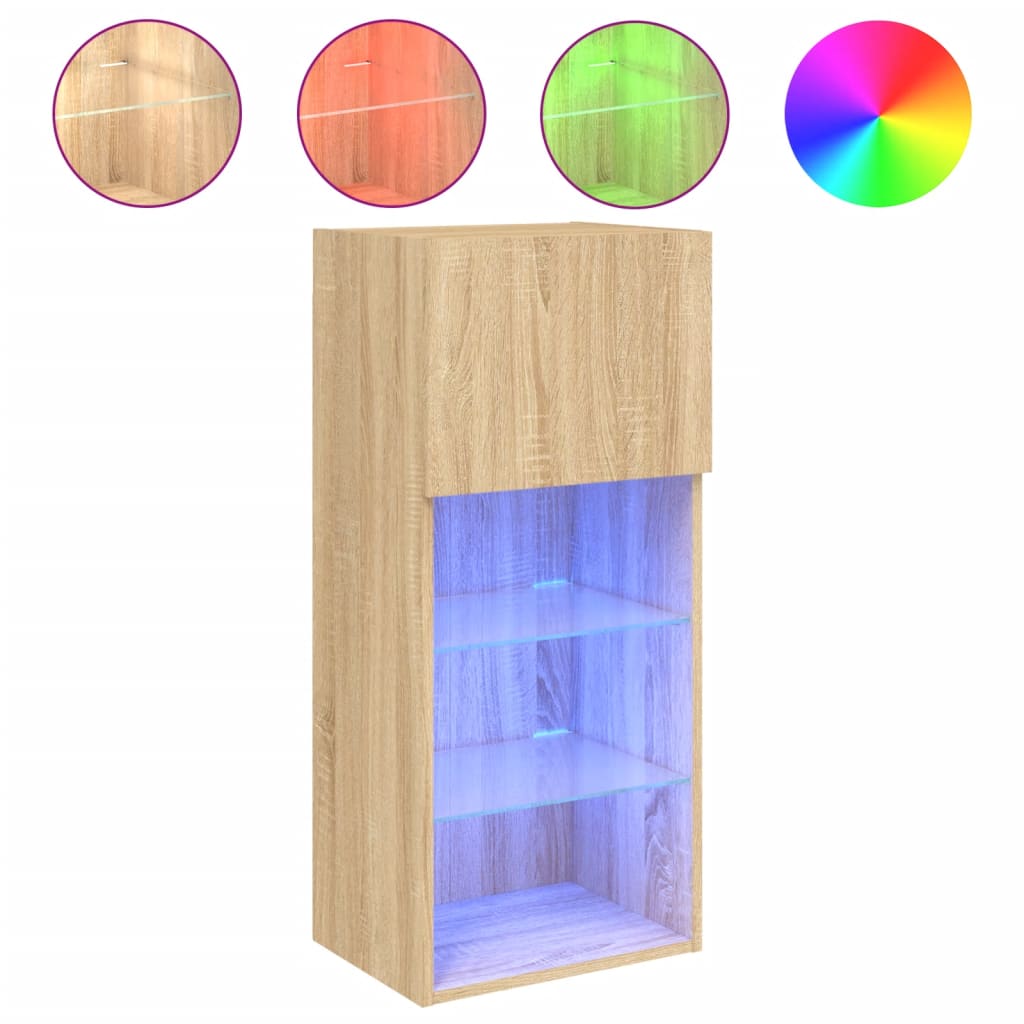 Tv-meubels met LED-verlichting 2 st 40,5x30x90 cm sonoma eiken is nu te koop bij PeponiXL, paradijselijk wonen!
