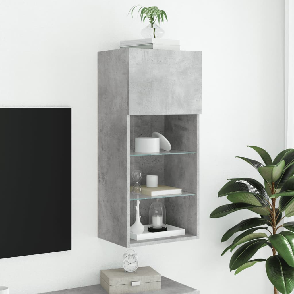 Tv-meubel met LED-verlichting 40,5x30x90 cm betongrijs is nu te koop bij PeponiXL, paradijselijk wonen!