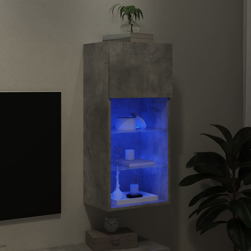Tv-meubel met LED-verlichting 40,5x30x90 cm betongrijs is nu te koop bij PeponiXL, paradijselijk wonen!