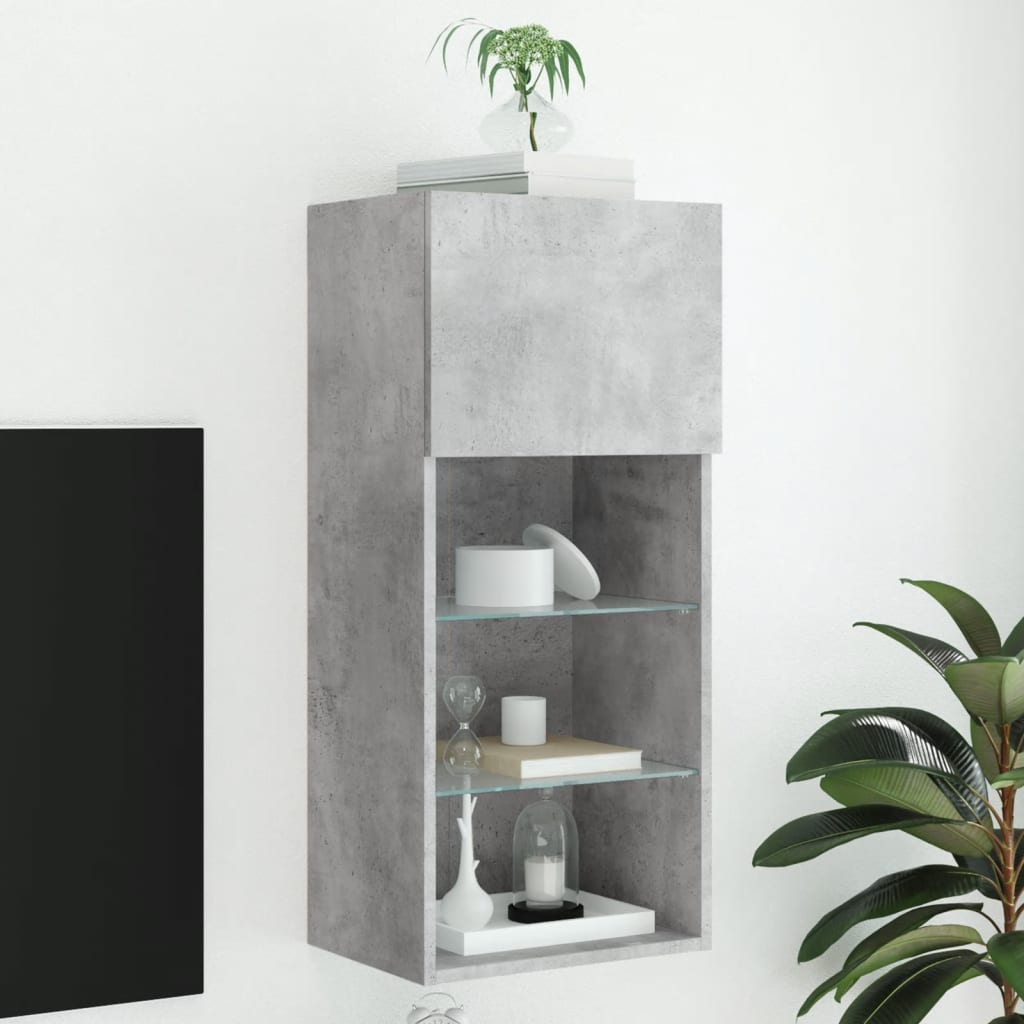 Tv-meubel met LED-verlichting 40,5x30x90 cm betongrijs is nu te koop bij PeponiXL, paradijselijk wonen!