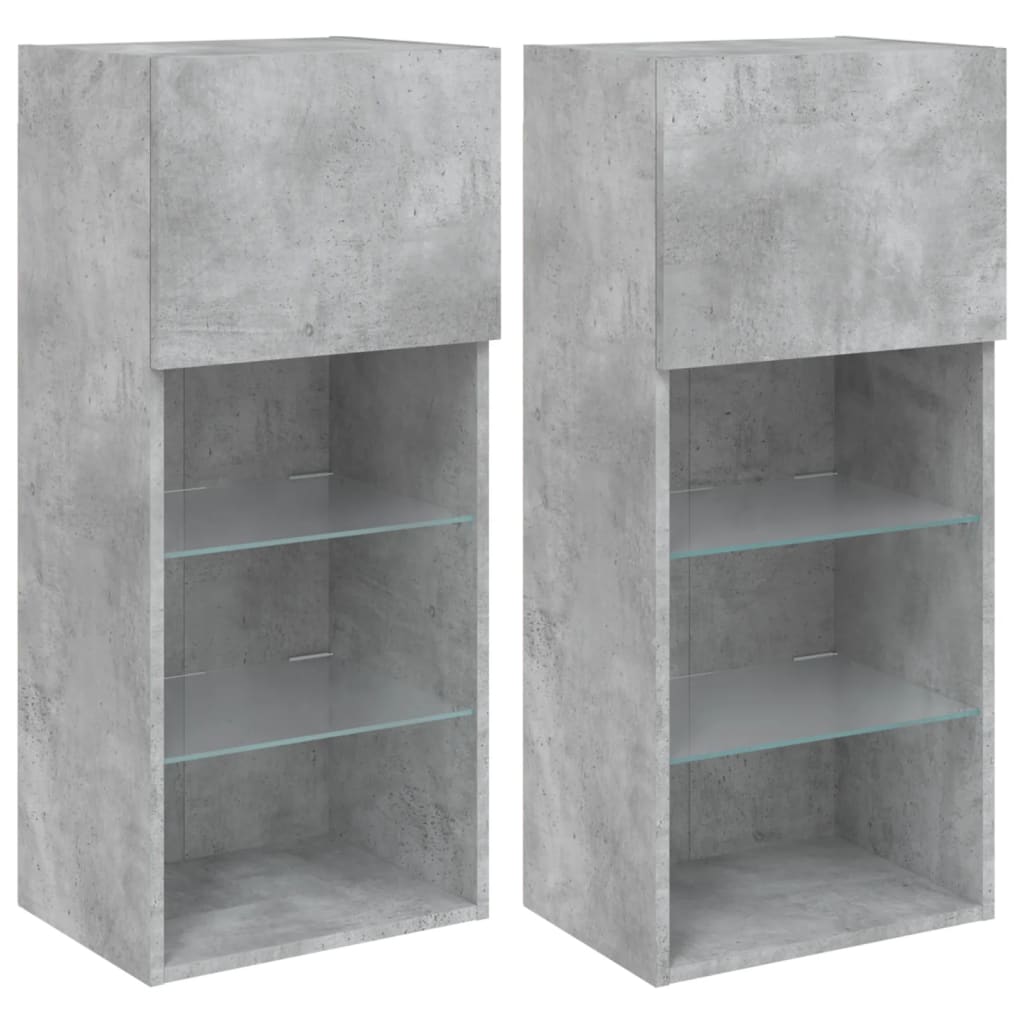Tv-meubels met LED-verlichting 2 st 40,5x30x90 cm betongrijs is nu te koop bij PeponiXL, paradijselijk wonen!