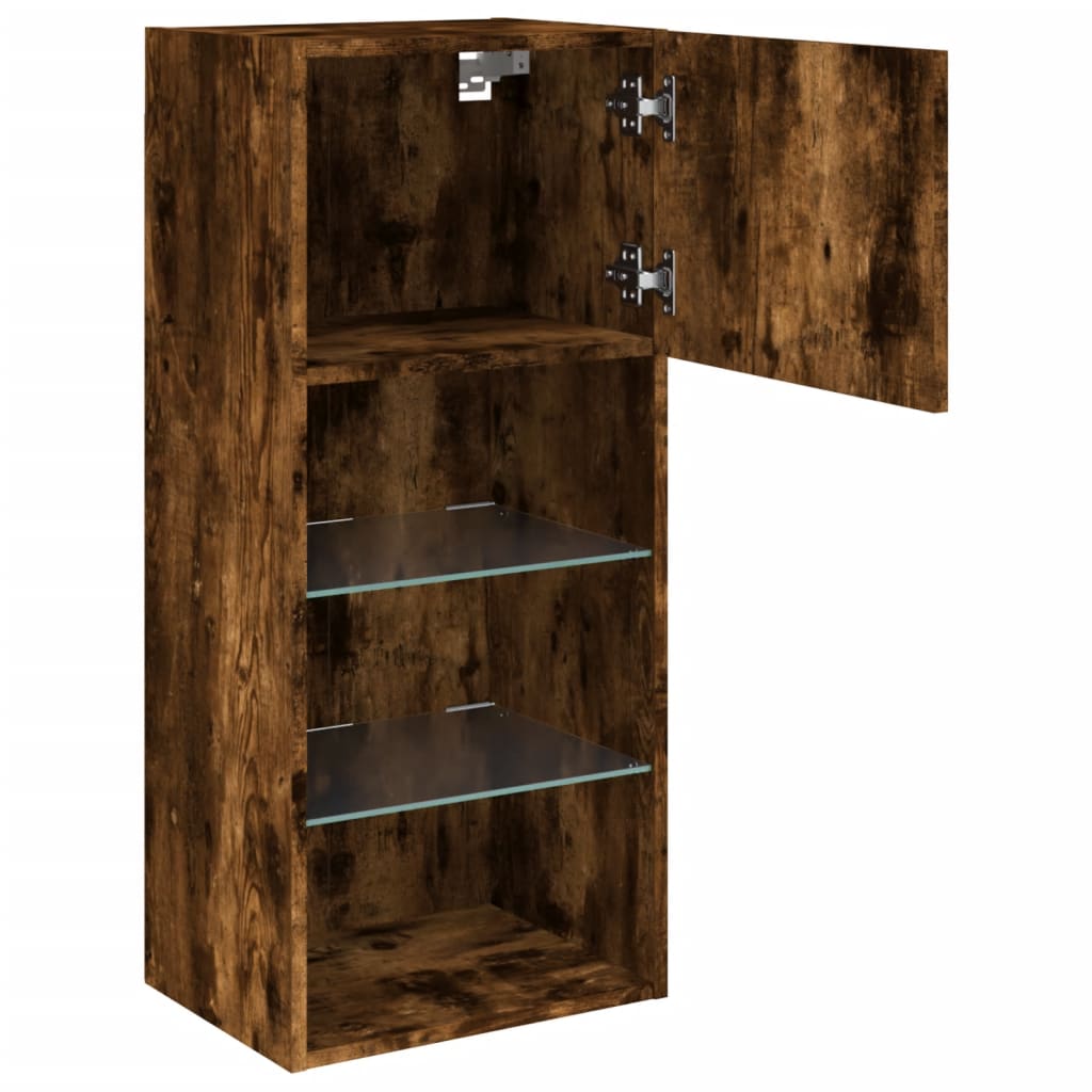 Tv-meubel met LED-verlichting 40,5x30x90 cm gerookt eikenkleur is nu te koop bij PeponiXL, paradijselijk wonen!