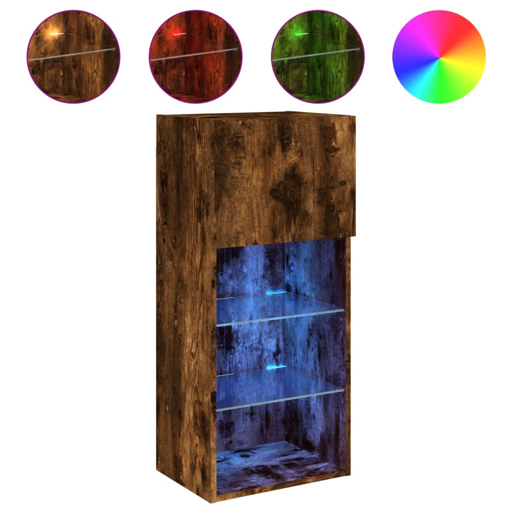 Tv-meubels met LED-verlichting 2 st 40,5x30x90 cm gerookt eiken is nu te koop bij PeponiXL, paradijselijk wonen!