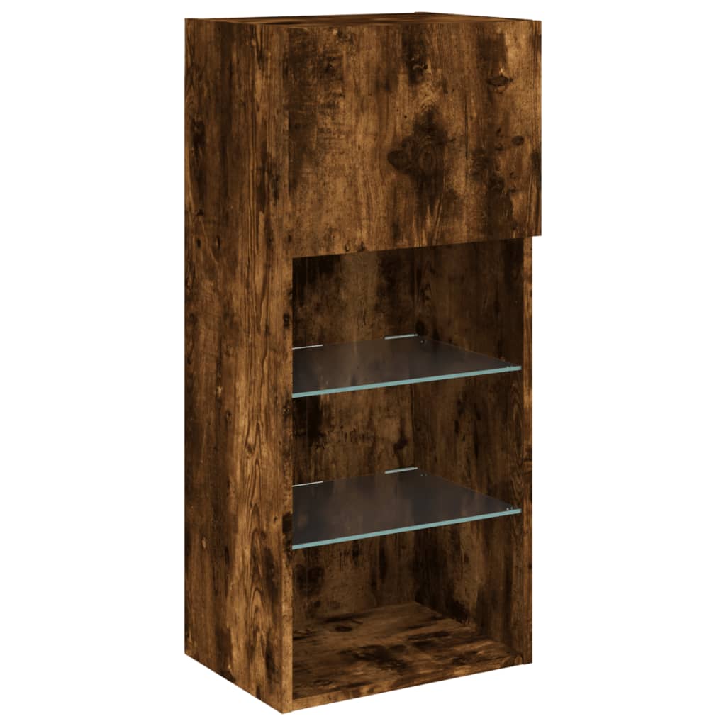 Tv-meubels met LED-verlichting 2 st 40,5x30x90 cm gerookt eiken is nu te koop bij PeponiXL, paradijselijk wonen!