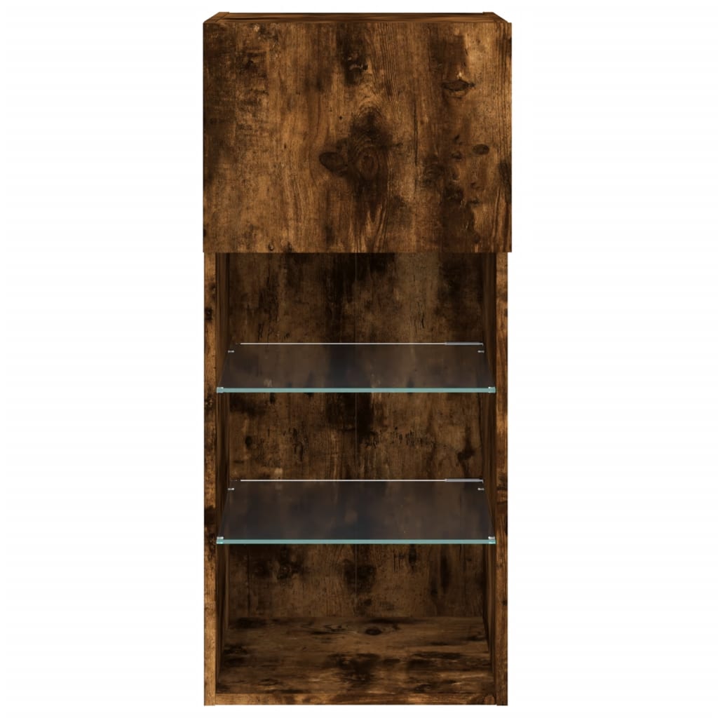 Tv-meubels met LED-verlichting 2 st 40,5x30x90 cm gerookt eiken is nu te koop bij PeponiXL, paradijselijk wonen!