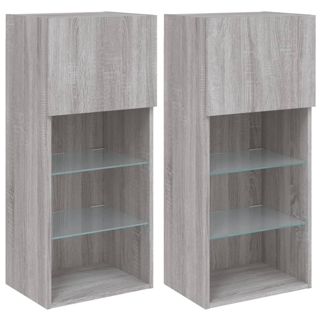 Tv-meubels met LED-verlichting 2 st 40,5x30x80 cm grijs sonoma is nu te koop bij PeponiXL, paradijselijk wonen!