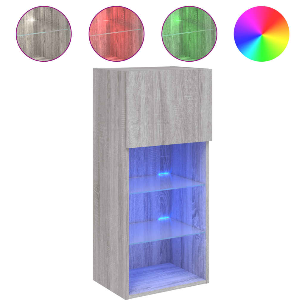 Tv-meubels met LED-verlichting 2 st 40,5x30x80 cm grijs sonoma is nu te koop bij PeponiXL, paradijselijk wonen!