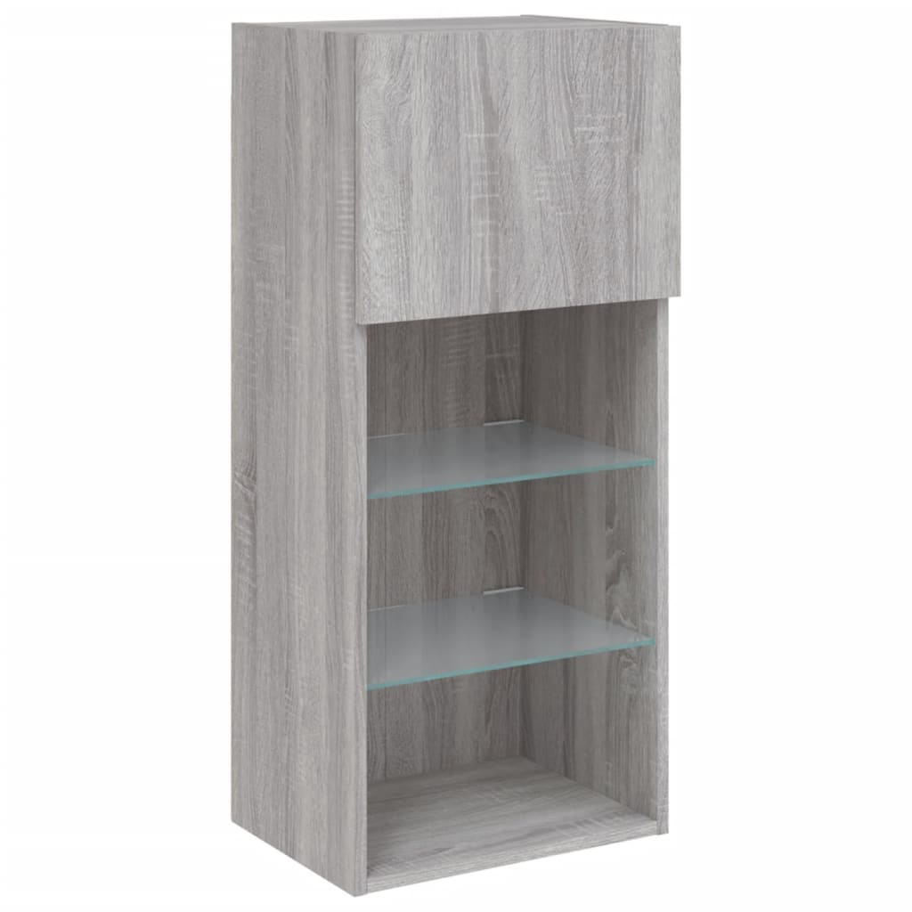Tv-meubels met LED-verlichting 2 st 40,5x30x80 cm grijs sonoma is nu te koop bij PeponiXL, paradijselijk wonen!