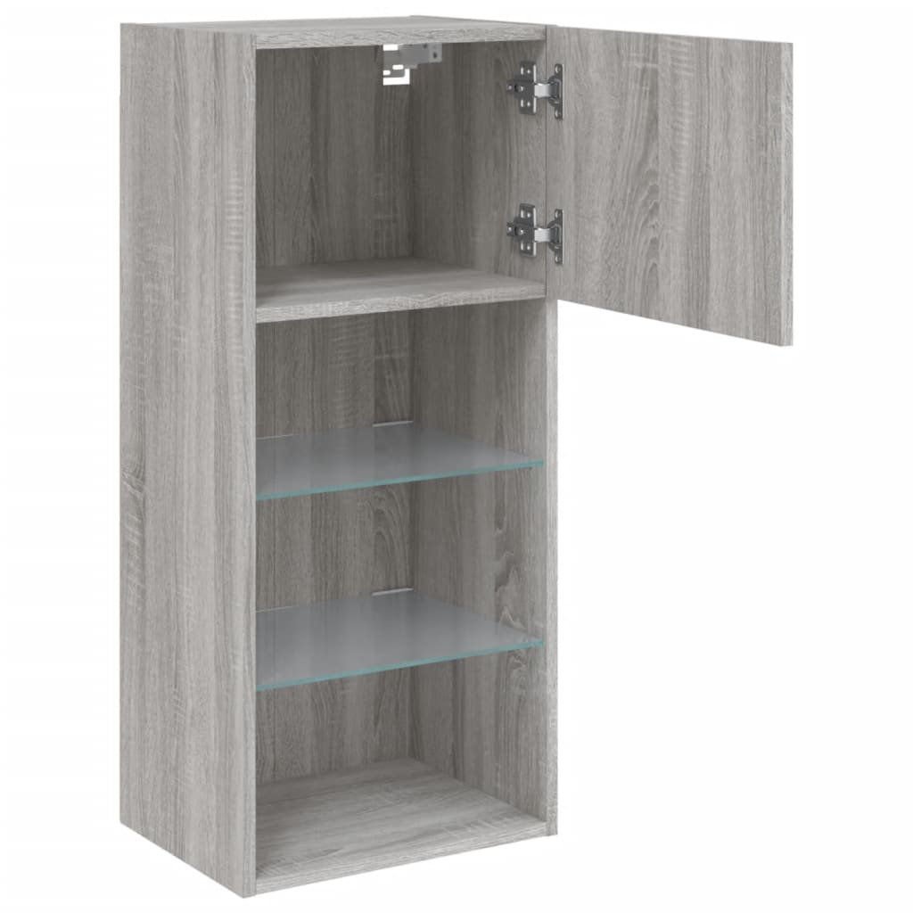 Tv-meubels met LED-verlichting 2 st 40,5x30x80 cm grijs sonoma is nu te koop bij PeponiXL, paradijselijk wonen!