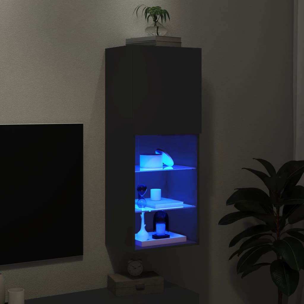 Tv-meubel met LED-verlichting 40,5x30x102 cm zwart is nu te koop bij PeponiXL, paradijselijk wonen!
