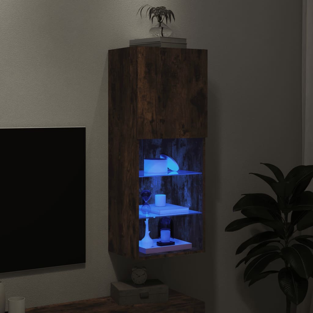Tv-meubel LED-verlichting 40,5x30x102 cm gerookt eikenkleurig is nu te koop bij PeponiXL, paradijselijk wonen!