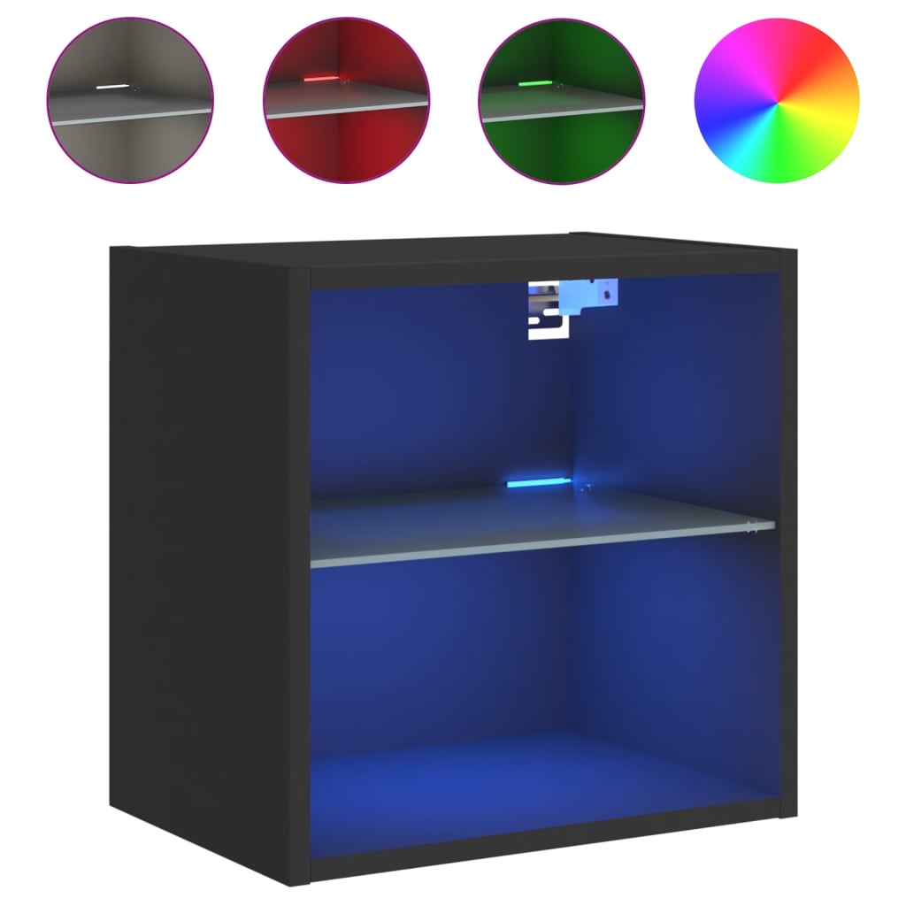 Nachtkastje met LED's wandgemonteerd zwart is nu te koop bij PeponiXL, paradijselijk wonen!