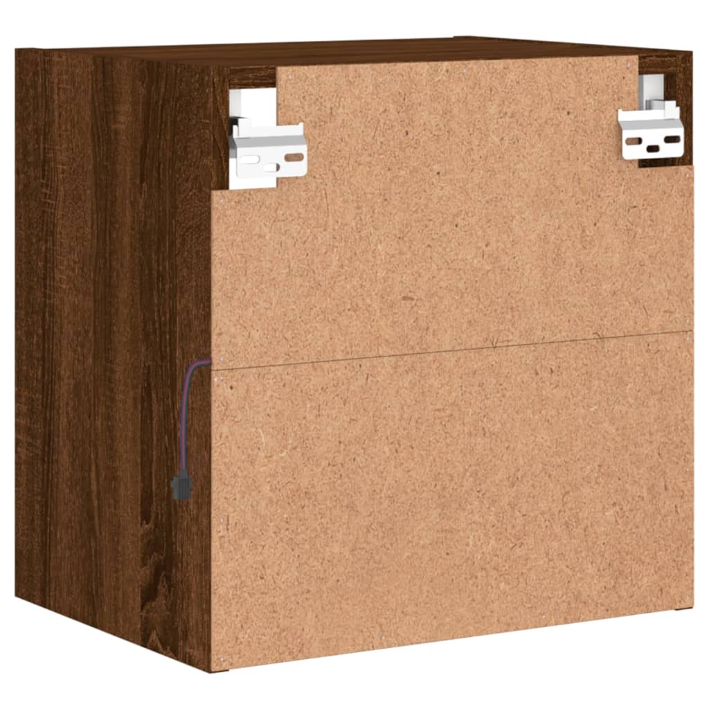 Nachtkastje met LED's wandgemonteerd bruin eikenkleur is nu te koop bij PeponiXL, paradijselijk wonen!